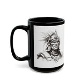 Inca Warrior Line Art Tribal Design Black Mug