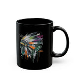 Urban Feather Headdress Graffiti Black Mug