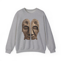 Wooden Andean Duality Totem Faces Tribal Symbol Unisex Sweatshirt