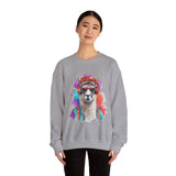 Hippie Llama in Sunglasses Watercolor Style Unisex Sweatshirt