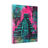 Neon Maya Pyramid Graffiti Canvas