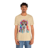 Hippie Llama in Sunglasses Watercolor Style Unisex T-Shirt