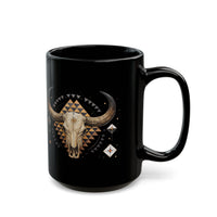 Western Longhorn Cosmic Totem Illustration Black Mug