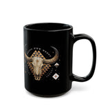 Western Longhorn Cosmic Totem Illustration Black Mug