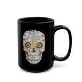 Neon Circuit Aztec Skull Cartoon Style Black Mug
