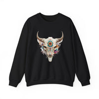 Sacred Floral Cow Skull Mandala Illustration Unisex Sweatshirt
