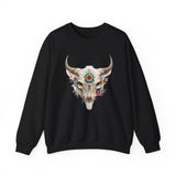 Sacred Floral Cow Skull Mandala Illustration Unisex Sweatshirt