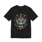 Funny Aztec Skull with Neon Circuits Unisex T-Shirt