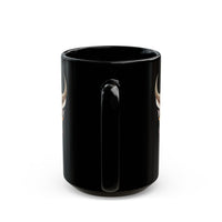 Sacred Floral Cow Skull Mandala Illustration Black Mug