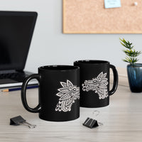 Quetzalcóatl Serpent Head Illustration Black Mug