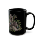Mayan Jungle Temple Guardian Stairway Black Mug