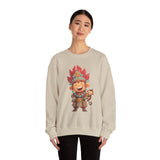 Chibi Maya Warrior and Sacred Monkey Unisex Sweatshirt