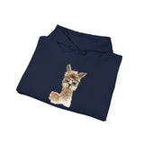 Cute Alpaca With Glasses Watercolor Illustration Unisex Hoodie