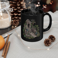 Mayan Jungle Temple Guardian Stairway Black Mug