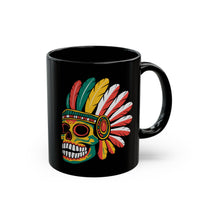 Aztec Feathered Skull Fiesta Illustration Black Mug