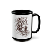 Aztec Warrior Woman Jaguar Spirit Sketch Black Mug