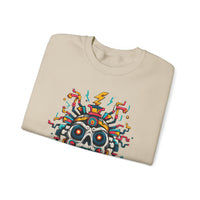 Funny Aztec Skull with Neon Circuits Unisex Sweatshirt