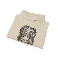 Mirrored Aztec Warriors in Glyph Style Unisex Hoodie