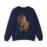 Chibi Aztec Warrior with Baby Quetzalcoatl Serpent Unisex Sweatshirt