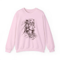 Aztec Warrior Woman Jaguar Spirit Sketch Unisex Sweatshirt