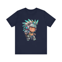 Cyber Aztec Chibi Warrior Neon Style Unisex T-Shirt