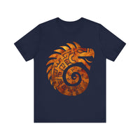 Spiral Quetzalcoatl Feathered Serpent Glyph Style Unisex T-Shirt