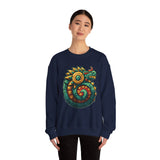 Colorful Quetzalcoatl Sun Serpent Glyph Style Unisex Sweatshirt