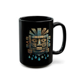 Tlaloc Ancient Rain Mask Glyph Black Mug
