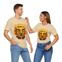 Golden Warrior Mask Andean Glyph Style Unisex T-Shirt