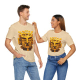 Golden Warrior Mask Andean Glyph Style Unisex T-Shirt