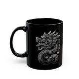 Aztec Serpent Quetzalcoatl Tribal Design Black Mug