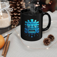 Tlaloc Rain God Blue Mask Glyph Style Black Mug