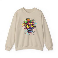 Cyber Aztec Skull Cartoon Style Unisex Sweatshirt