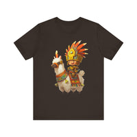 Cute Chibi Inca Warrior and Llama Cartoon Unisex T-Shirt