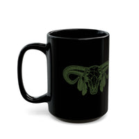 Aztec Western Bull Skull Longhorn Illustration Black Mug