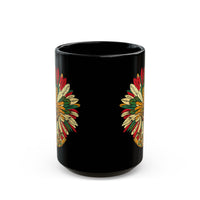 Aztec Warrior Head Illustration Black Mug