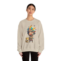Aztec Chibi Girl with Jaguar Cub Warrior Culture Unisex Sweatshirt