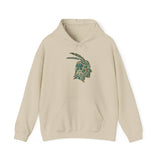 A Turquoise and Gold Mayan Warrior Face Unisex Hoodie