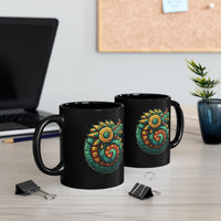 Colorful Quetzalcoatl Sun Serpent Glyph Style Black Mug
