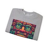 Neon Aztec Mask God Illustration Unisex Sweatshirt