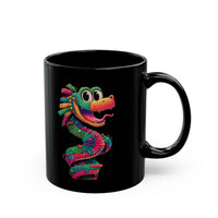 Cartoon Quetzalcoatl Cyber Serpent Black Mug
