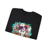 Aztec Floral Cow Skull on Turquoise Pattern Unisex Sweatshirt
