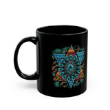 Wild Aztec Turquoise Amulet Illustration Black Mug