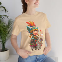 Chibi Inca Warrior Riding Llama Cartoon Unisex T-Shirt