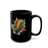 Maya Corn Mural Street Art Black Mug