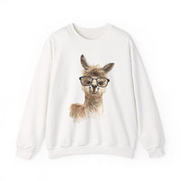 Cute Alpaca With Glasses Watercolor Illustration Unisex Sweatshirt