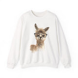 Cute Alpaca With Glasses Watercolor Illustration Unisex Sweatshirt