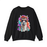 Hippie Llama in Sunglasses Watercolor Style Unisex Sweatshirt