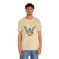 Sacred Floral Cow Skull Mandala Illustration Unisex T-Shirt