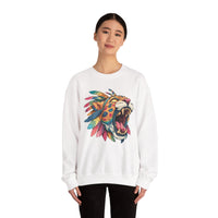 Comic Style Jaguar Mask with Rainbow Feathers Unisex Sweatshirt